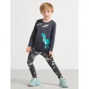 Lindex Leggings Dino Aop - Grey - 92
