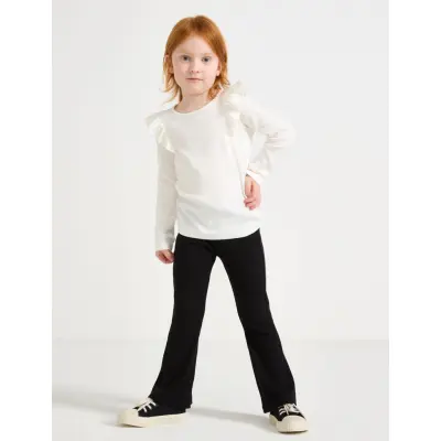 Lindex Leggings Flare 2X2 Rib - Black - 140