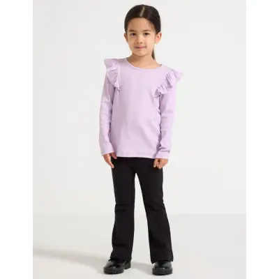 Lindex Flared Leggings With Brushed Inside - Black - 110