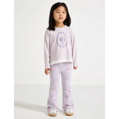 Lindex Leggings Flare Cake Aop - Purple - 104
