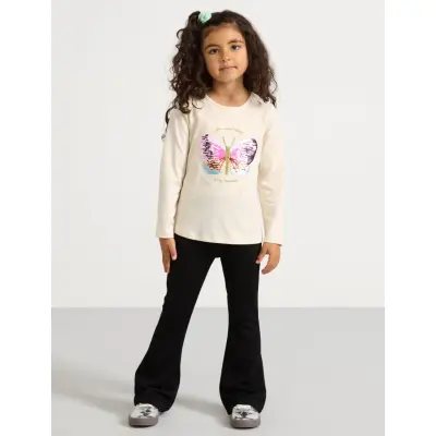 Lindex Leggings Flare Punto Quality - Black - 92