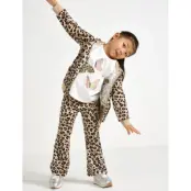 Lindex Leggings Flare Velour Aop Leo - Beige - 134