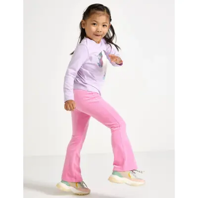 Lindex Leggings Flare Velour Solid - Pink - 110