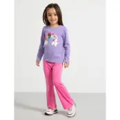 Lindex Leggings Flare Velour Solid - Pink - 98