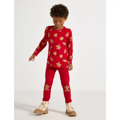 Lindex Leggings Knee Christmas - Red - 110