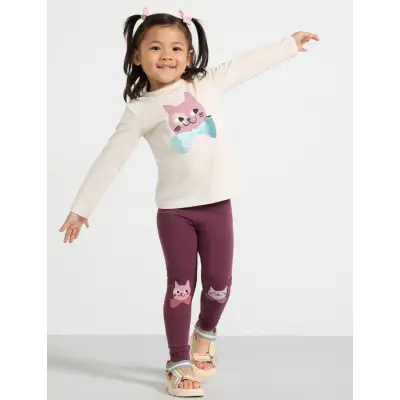 Lindex Leggings Kneepatch Cat - Burgundy - 92
