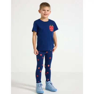 Lindex Leggings Ladybug Aop - Blue - 92