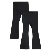 Lindex Leggings Rib Flare 2 Pack - Black - 98