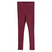 Lindex Leggings Rib Solid Frill Botto - Burgundy - 128