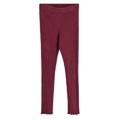 Lindex Leggings Rib Solid Frill Botto - Burgundy - 92