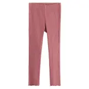 Lindex Leggings Rib Solid Frill Botto - Pink - 104