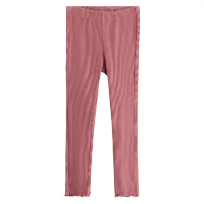 Lindex Leggings Rib Solid Frill Botto - Pink - 122