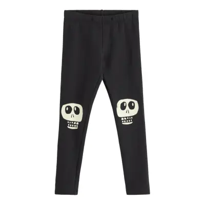 Lindex Leggings Skull Knee Patch Glow Svart