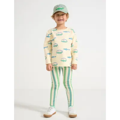 Lindex Leggings Striped - Green - 116