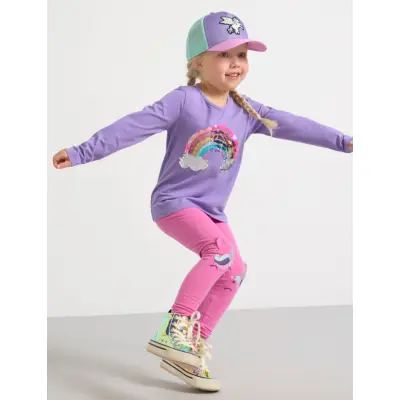 Lindex Leggings Unicorn Knee - Pink - 92