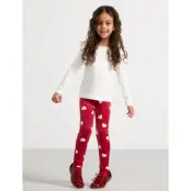 Lindex Leggings Velour Aop Hearts - Red - 92