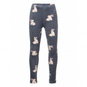 Lindex Leggings Velour Aop Rabbits Grå