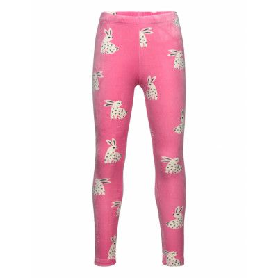 Lindex Leggings Velour Aop Rabbits Rosa