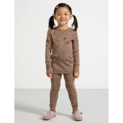 Lindex Longjohns Merino Wool Aop - Brown - 122/128
