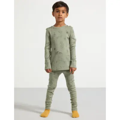 Lindex Longjohns Merino Wool Aop - Green - 110/116
