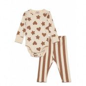 Lindex Set Body Leggings Aop Beige