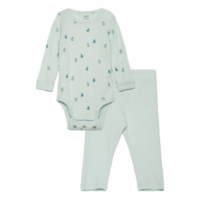 Lindex Set Body Leggings Pears Aop Blå