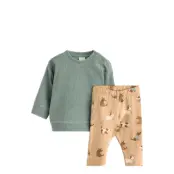 Lindex Set Sweater Leggings Velour Ao Grön