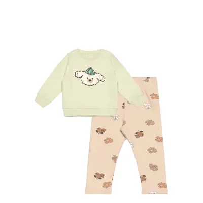 Lindex Set Sweatshirt Leggings Front - Beige - 92