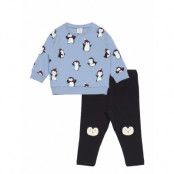 Lindex Set Sweatshirt Leggings Pengui Multi/patterned