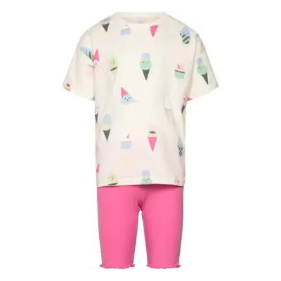 Lindex Set Top Ss Biker Leggings Ri Rosa