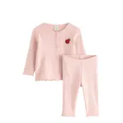 Lindex Set With Cardigan And Leggings - Pink - 86