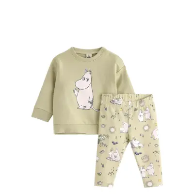 Lindex Sweater Leggings Set Moomin Grön