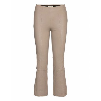 Lr-Gloria Trousers Leather Leggings/Byxor Beige Levete Room