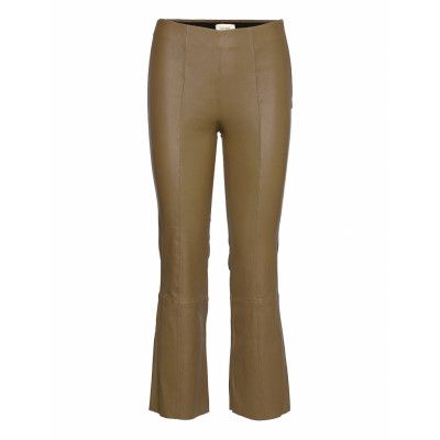 Lr-Gloria Trousers Leather Leggings/Byxor Grön Levete Room