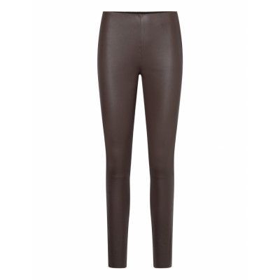 Lr-Gloria Bottoms Trousers Leather Leggings-Byxor Brun Levete Room