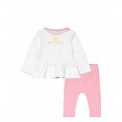 Ls Ruffle Tee & Legging & Bib Set Sets Sets With Long-sleeved T-shirt Multi/patterned Juicy Couture