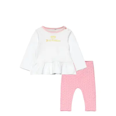 Ls Ruffle Tee & Legging & Bib Set Sets Sets With Long-sleeved T-shirt Multi/patterned Juicy Couture