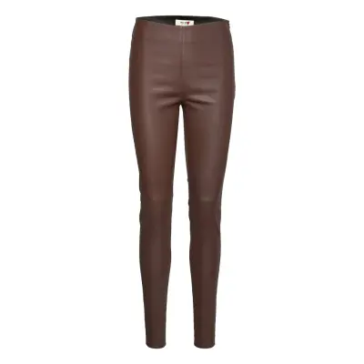 Lucille Stretch Leather Legging Trousers Leather Leggings/Byxor Brun MOS MOSH