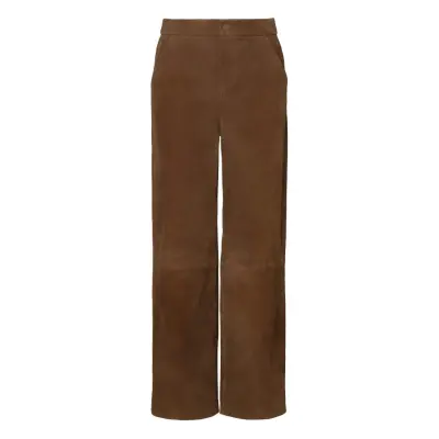 Malina Felise High Rise Wide Leather Pants Brun