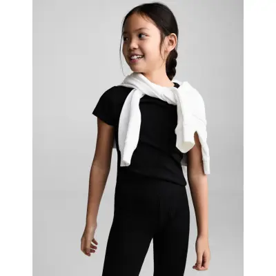 Mango Cotton Ribbed Leggings - Black - 152