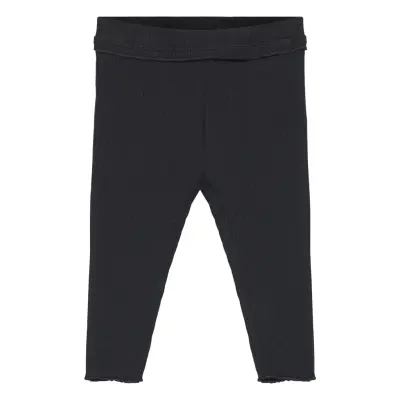Mango Cotton Ribbed Leggings - Black - 98