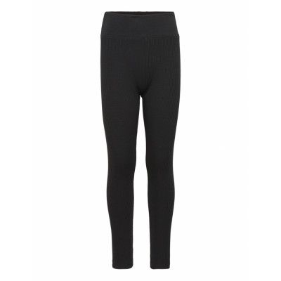 Mango Cotton Ribbed Leggings Svart