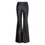 Mango Flared Leather Trousers Svart