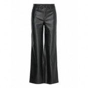 Mango Leather-Effect Straight Trousers Svart