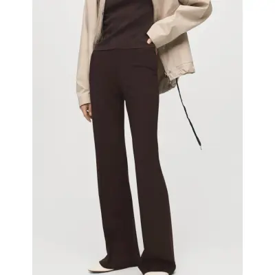 Mango Leggings With Seam Detail - Brown - L