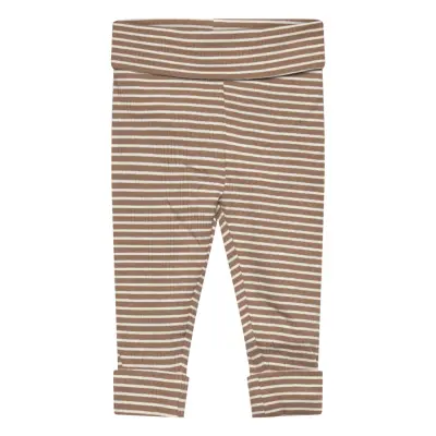 Mango Stripped Cotton Leggings Brun