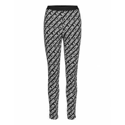 Milano Aop Logo Elastic Legging Leggings Svart Calvin Klein Jeans
