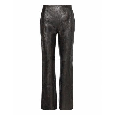 Milo - Polished Leahter Designers Trousers Leather Leggings-Byxor Brun Day Birger Et Mikkelsen