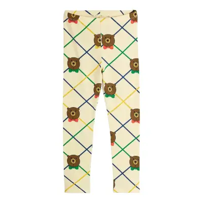Mini Rodini Bear Check Aop Leggings - Cream - 92/98