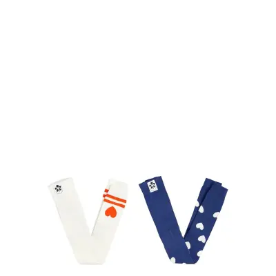 Mini Rodini Hearts 2-Pack Leggings - White - 116/122